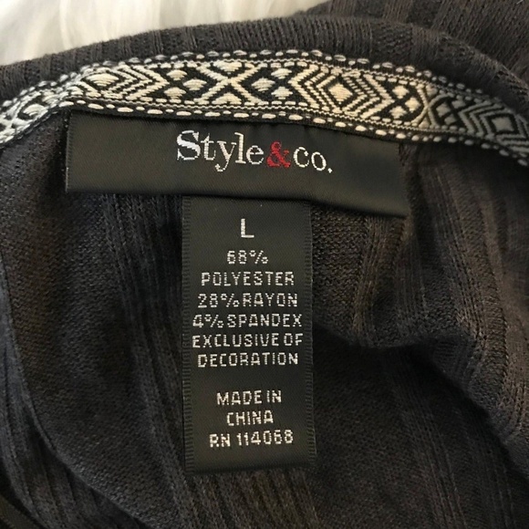 Style & Co Grey Long Sleeve Sweater Thin Large - Picture 6 of 7